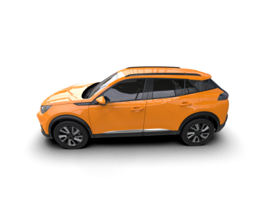 Turuncu renkli gerçekçi bir araba. yüksek - kalite resimleme.