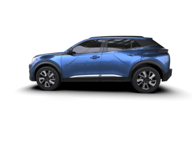 Beyaz arka planda küçük bir arabası olan mavi bir araba. 3d oluşturma.