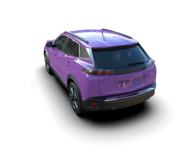 beyaz arka planda mor bir araba.