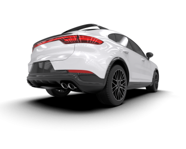 Beyaz arka planda 3D lüks araba çizimi