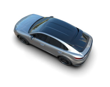 Siyah arka planda bir araba. 3d illüstrasyon.