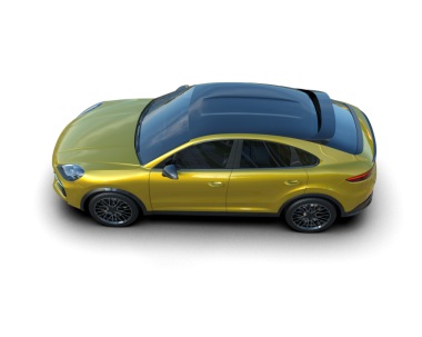 Beyaz arka planda sarı lüks araba, 3 boyutlu.