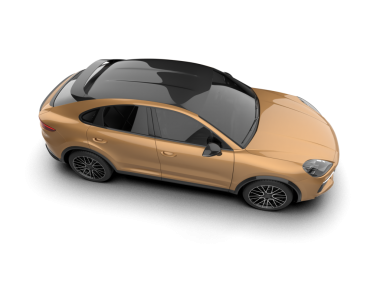 Stüdyonun arka planında 3 boyutlu markasız bir SUV görüntüsü var.