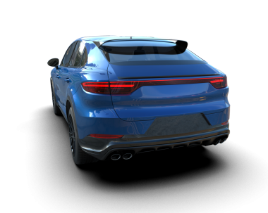 Araba manzaralı. Siyah arka planda lüks bir araba. 3d oluşturma