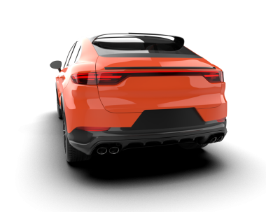 Siyah arka planda modern bir araba. 3d oluşturma