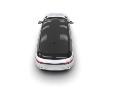 Siyah arka planda beyaz araba. Üst Manzara. 3d oluşturma