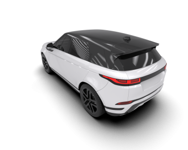 Modern araba arka planda izole edilmiş. 3D görüntüleme - illüstrasyon