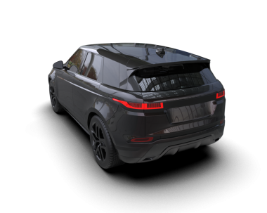 Siyah arka planda modern bir cip arabası. 3d oluşturma