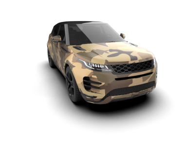 Modern araba arka planda izole edilmiş. 3D görüntüleme - illüstrasyon