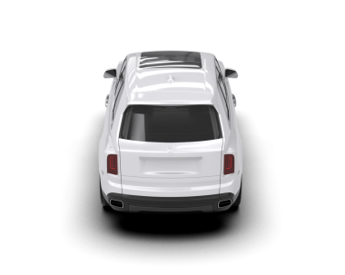 Küçük siyah çatılı beyaz bir araba. Beyaz bir arka planda izole edilmiş. 3d oluşturma