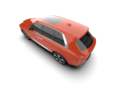 Gerçekçi kırmızı araba beyaz arka planda izole edilmiş. 3d oluşturma