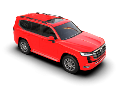 Beyaz sırtlı, siyah arkası olan kırmızı bir araba.