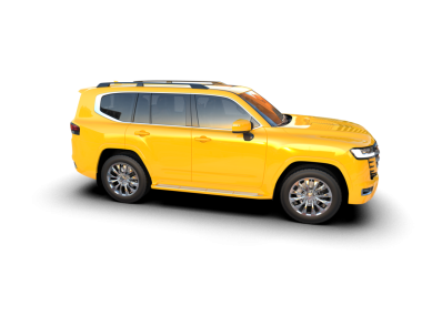 Beyaz arka planda sarı SUV