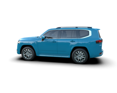 Mavi araba arka planda izole edilmiş. 3D görüntüleme - illüstrasyon