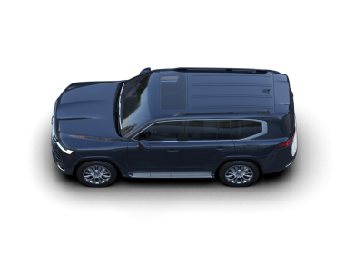 Küçük gri arabası olan siyah bir minivan.