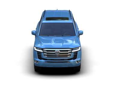 Siyah arka planı olan mavi bir SUV