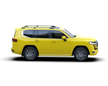 Siyah arka planda sarı bir araba. 3d oluşturma