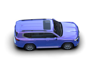 Beyaz zemin üzerinde izole edilmiş mavi bir SUV 3D görüntüleme