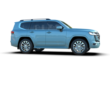 Beyaz arkaplanda mavi lüks SUV izole edildi.