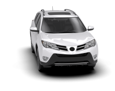 Beyaz arka planda siyah çatılı modern beyaz araba