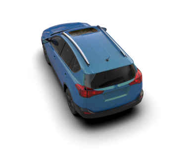 Mavi araba siyah bir arkaplanda izole edilmiş.