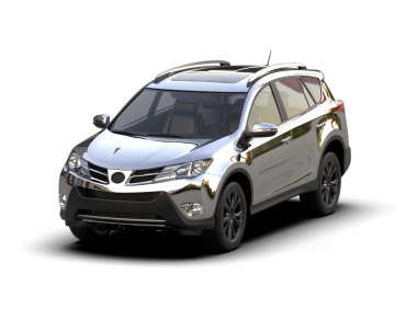 Beyaz arka planda küçük arabalı bir cip. 3d oluşturma