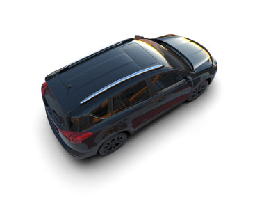 Siyah arka planda bir araba. 3d oluşturma