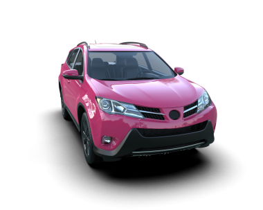 Pembe kompakt modern araba beyaz arkaplanda izole edildi