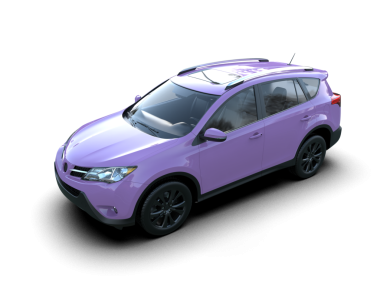 Gri bir arka planı olan pembe bir araba.