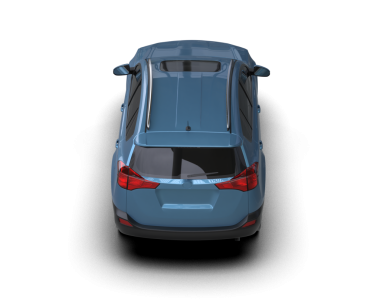 Koyu arkaplanda mavi bir arabanın 3 boyutlu görüntüsü