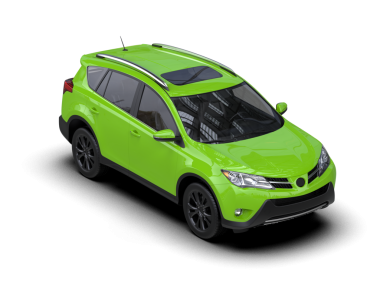 Beyaz arka planda yeşil yapraklı modern elektrikli araba.