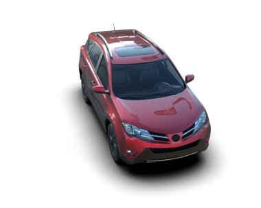 Siyah zemin üzerinde kırmızı çatısı olan araba, 3 boyutlu görüntüleme, bilgisayar tarafından oluşturulan resim.