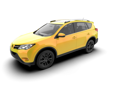 Beyaz arka planda modern sarı cip. 3d oluşturma