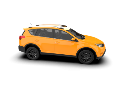 Beyaz arka planda modern kompakt araba. Ön manzara. 3 Boyutlu Hazırlama.