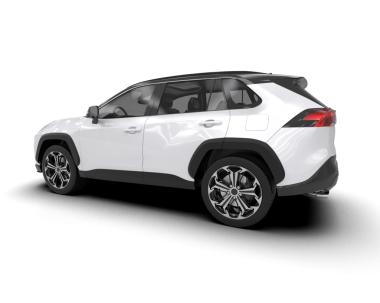 Beyaz arka planda bir araba cipi. 3d oluşturma