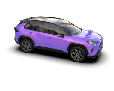 Beyaz arka planda mor spor araba. 3d illüstrasyon