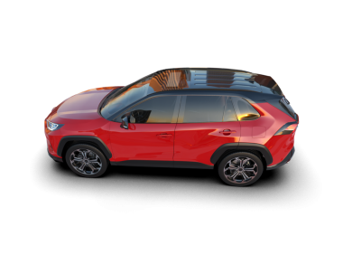 Kırmızı ve siyah çizgileri olan beyaz arkaplanda bir araba