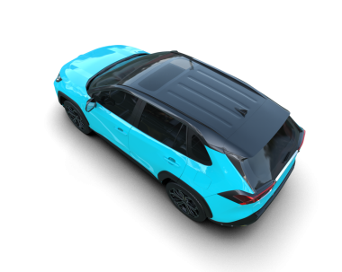 mavi modern araba beyaz üzerine izole edilmiş