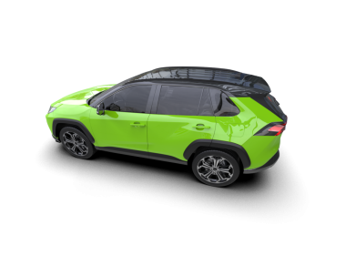 modern yeşil arka görüşlü kompakt araba.