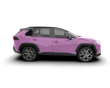 Pembe araba arka planda izole edildi.