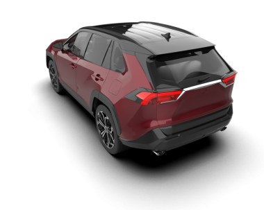 Beyaz arka planda bir araba. 3d oluşturma