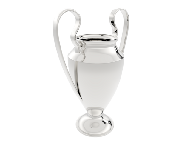 football cup with a golden ribbon on a white background