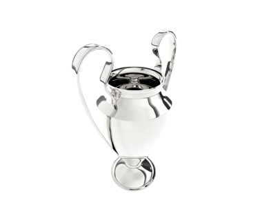 cup with black and silver trophy isolated on white background.