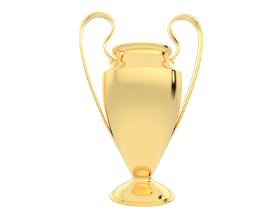 soccer football cup with golden trophy isolated on white background.