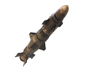 Beyaz arka planda izole edilmiş roket. 3d illüstrasyon.