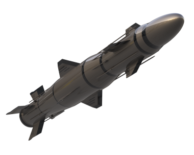3 d rendering of a reflective rocket on black background