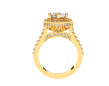 gold ring with precious stones and diamonds isolated on white