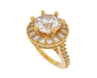 Beyaz arkaplanda elmaslarla izole edilmiş elmas yüzük.