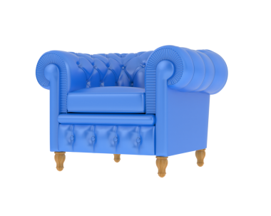 Beyaz arka planda mavi kanepe