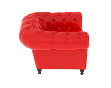 Kırmızı kanepe beyaz arkaplanda izole..